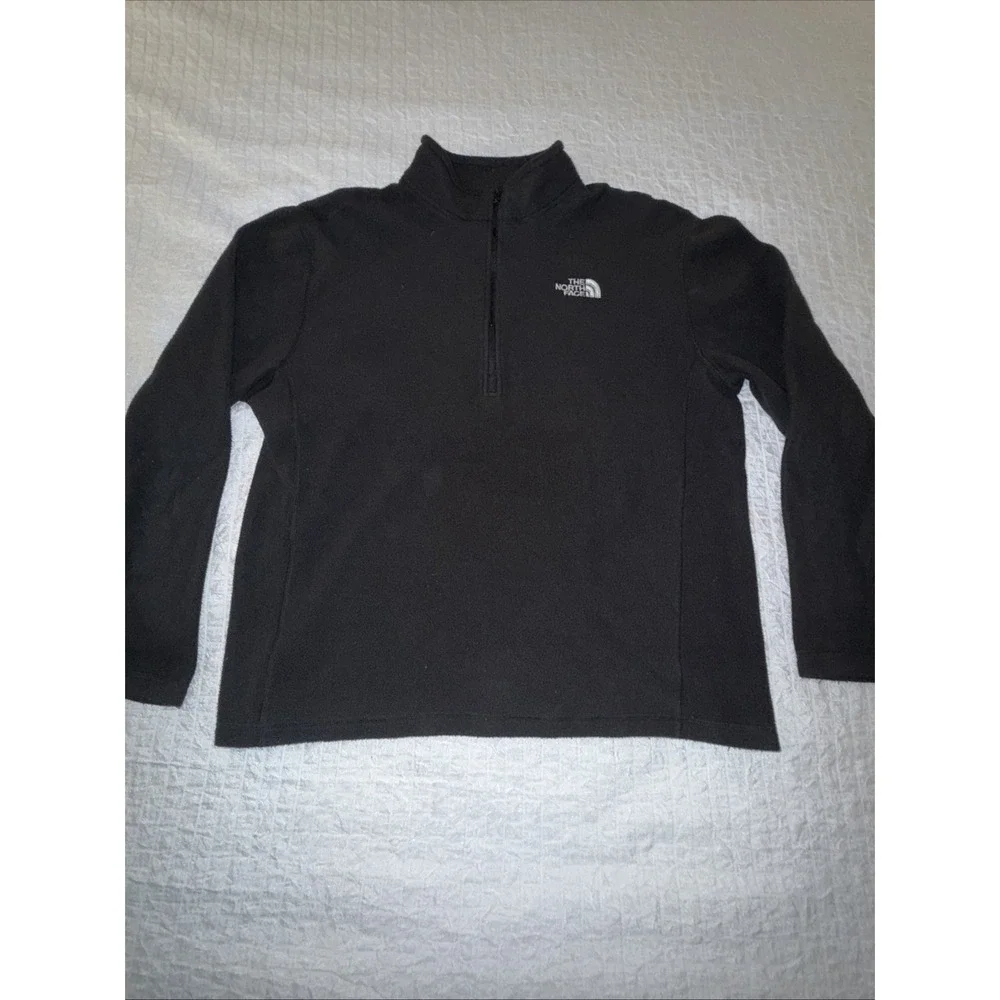 The North Face fleece 1/4 zip mens Large Black Y2K‎ Soft Outdoor